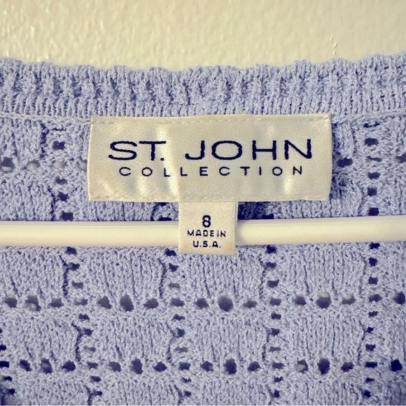 St. John Periwinkle Knit Crotchet Button Down Cardigan - Picture 3 of 4